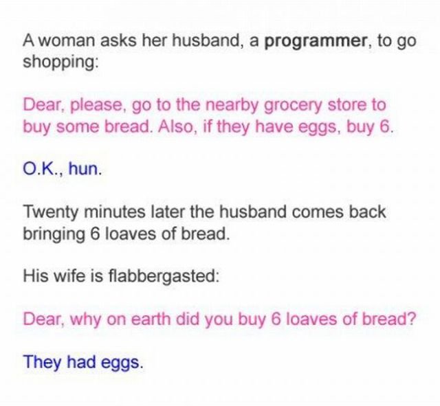 they had eggs. For the people who dont get it (who are out there) he got six loaves because of &lt;br /&gt; &amp;quot;if they have eggs get 6&amp;quot; with him