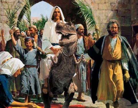 they hatin'. .. why is there a bearded man on RaptorJesus?
