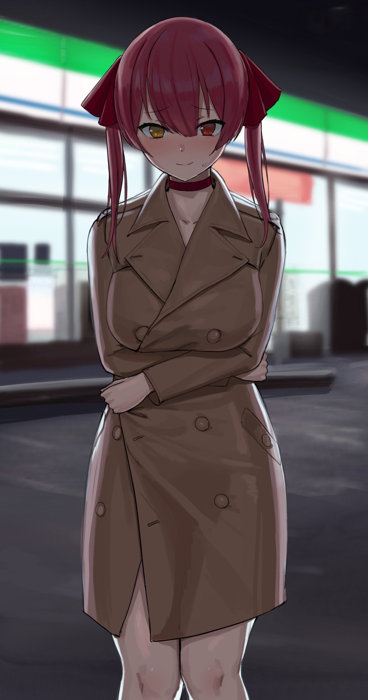 Trench Coat. .. Good thing you had that trench coat to lend her. She wore clothing for warmer weather, thinking it wouldn't be that cold outside. Wouldn't want her to catch a c