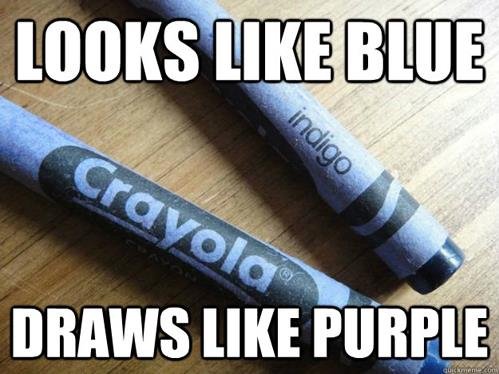 Troll of All Crayons. the troll of all crayons...indigo. totally NOT OC...or is it? you dont know do you?.. fun fact, i'm color blind. both look blue to me.