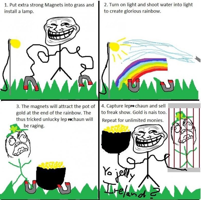 Troll science. TY guys for top 80 !!!. L Put extra strong Magnets into grass and 2. Turn on light and shoot water into light install a lamp. to create glorious 