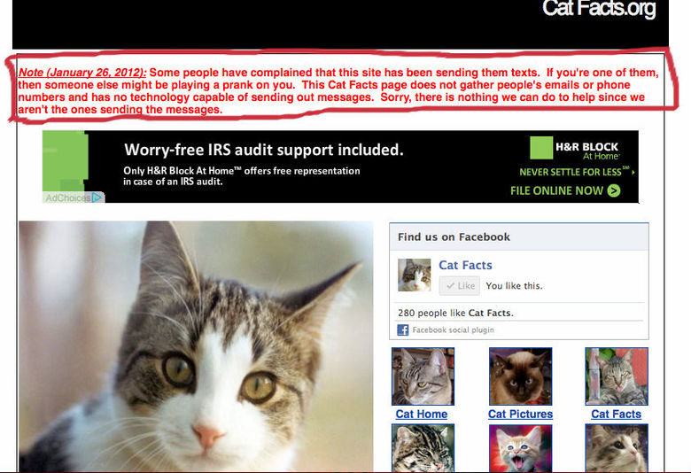 Troll Successful!. Thought I'd look for the real cat facts and this came up.. More Jamar 25 2012: some people have complained that this site has been sending th