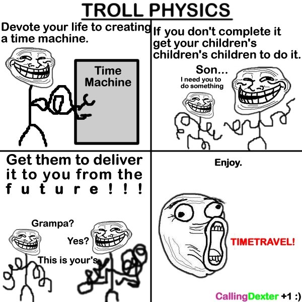 Troll Physics: Time Travel. Just something that sprouted from an idea 100% OC.. TROLL PHYSICS Devote your life to creating: If you don' t complete it a time mac