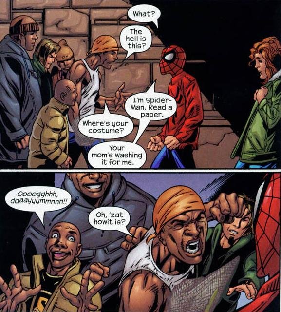 Troll Spiderman. r/comicbooks. where' s I, I' m Epicer- Man. Read l scrotum E‘? mum' s washing it For me.. its funny because he probably doesn't have parents.