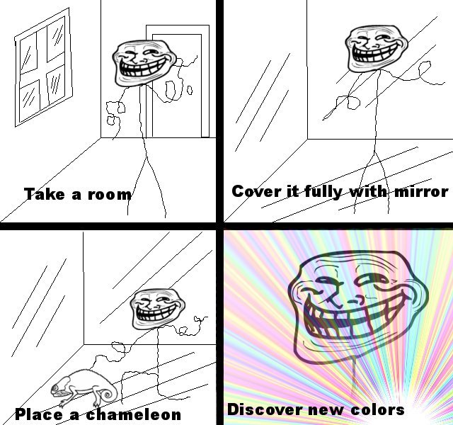 Troll Physics Mirror Room. . Discover .. but if you place a chameleon in a room full of mirrors wouldnt the chameleon become.....INVISIBLE.