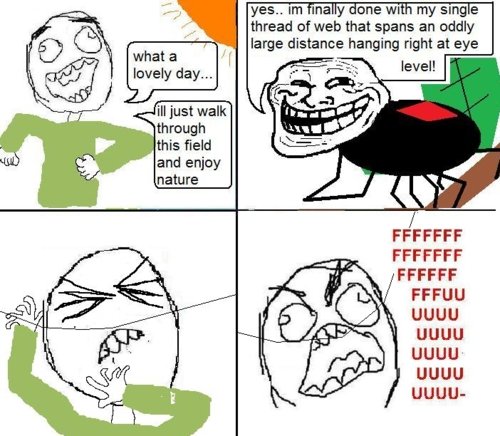 Troll Spider. this happened to me today, so i decided to make a FJ comic of it. FFCCFF uguu unnu- mun-. i get so pissed when this happens to me. It prolly happens once a day. Not to mention, it's followed by an hour of some spider on you somewhere