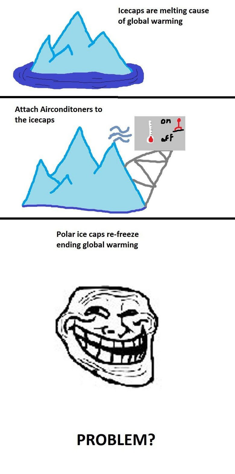 Troll Physics: Global Warming. . icecaps are melting cause of global warming Attach to the Recaps C -an Jll. Polar ice caps reffrence ending global warming PROB