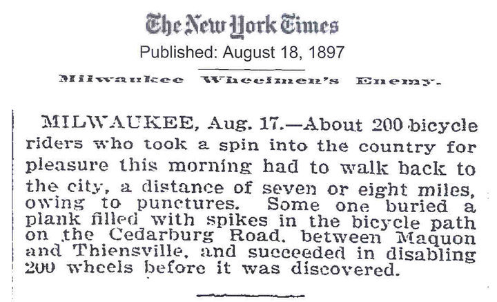 Troll Mastery. . Published: August 18, '1897 riders who tank: til. spin into the country for pleasure thisa morning had to walk hatein. to the oita, a distance 