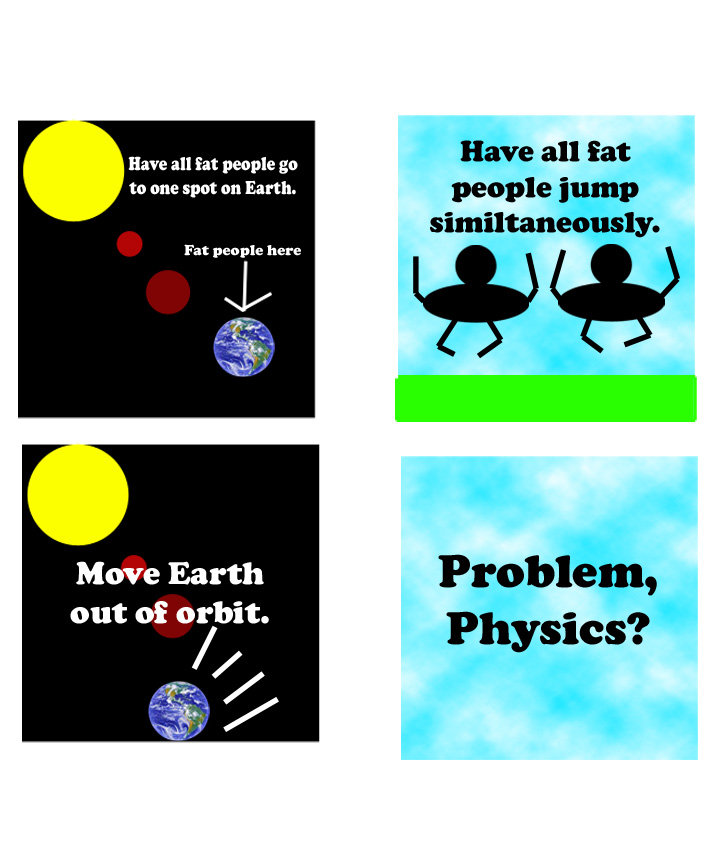 troll physics. . Have all in people gun Have an teat he one spot an Earth. Fat people here Move Earth Problem, Physics? out of orbit.. there is a problem. fat people don't jump.