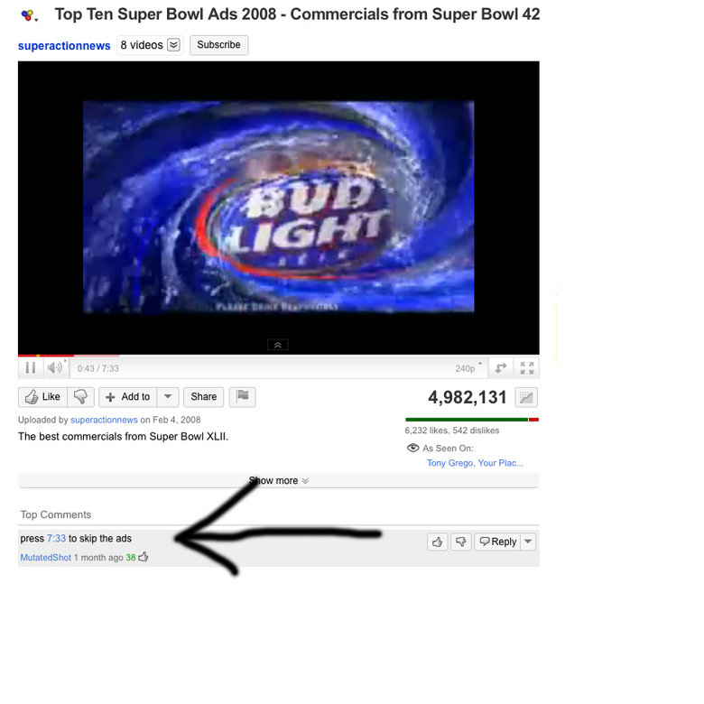 Troll or punny genius?. . in Top Ten Super Bowl Ads 2008 - Commercials from Super Bowl 42 Subscribe Q 1- Share is 4, 982, 131 If Uploaded by can Feb 4, The best