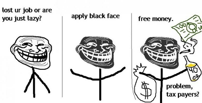 troll guy. friend sent me this, check tags. lost m job or are you Just lazy? apply black face