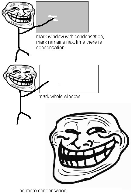 Troll logic. More stuff on my profile. mark waneer with condensation, mark remains next time there is condensation rte mere condensation