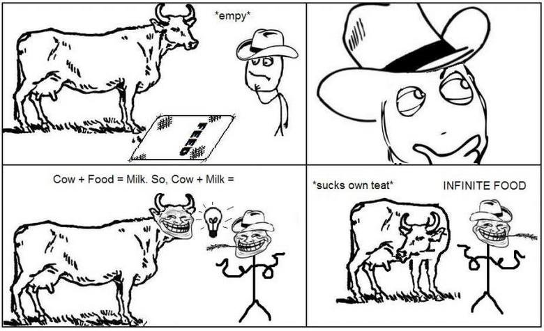 Troll Rancher. . sucks own tear‘ INFINITE FOOD. If Cow + Food = Milk Then Cow + Milk = 2 Cows and Food. Where is the second cow?!