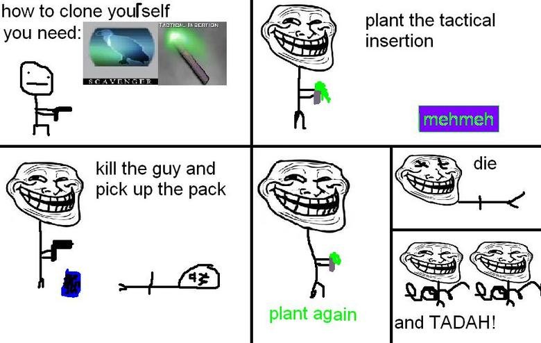 troll physics. took me a while and oc. plant the tactical you need: Ill , insertion kill the guy and pick up the pack plant again and TADAH!