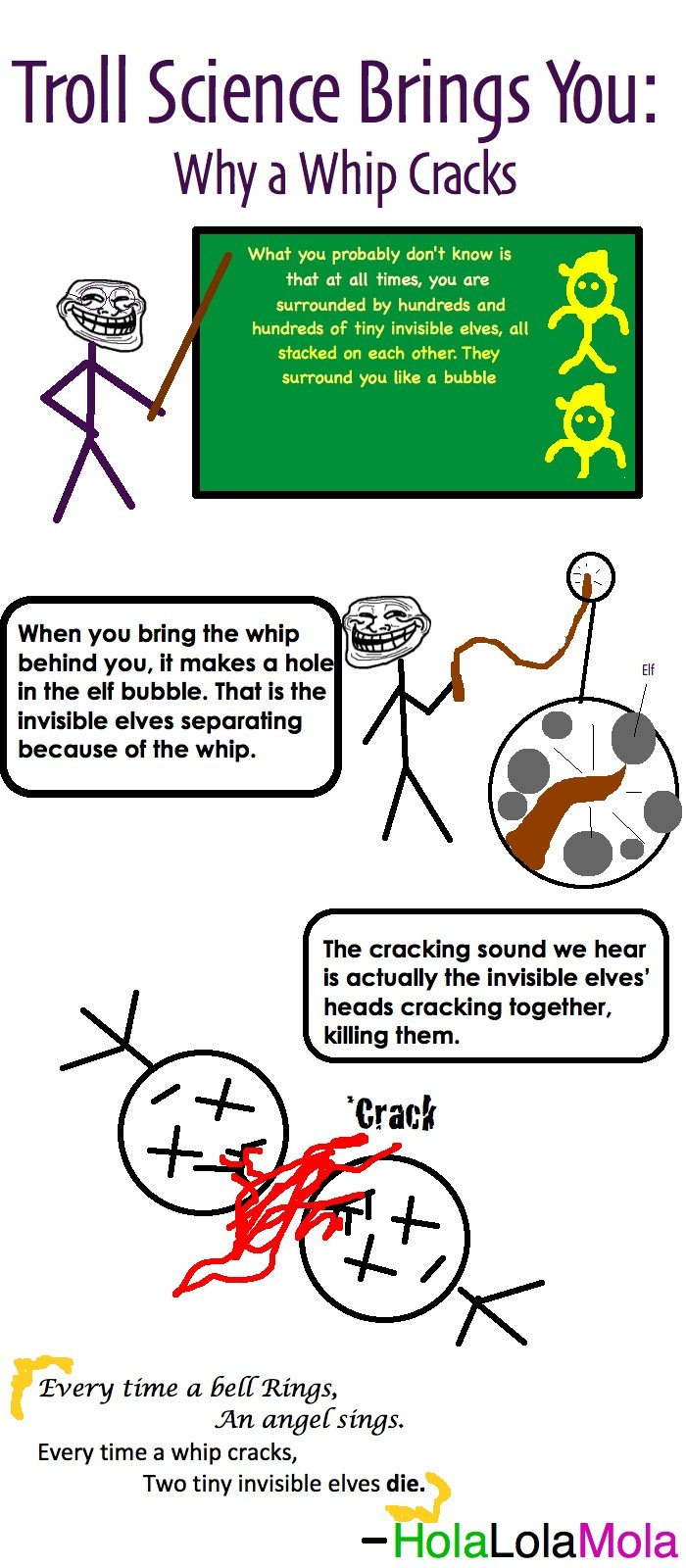 Troll Science. OC by me&lt;br /&gt; I don't know if I should do more..... Troll Science Brings You: Why a Whip Cracks MMI we ' den? knew is that at all times. w