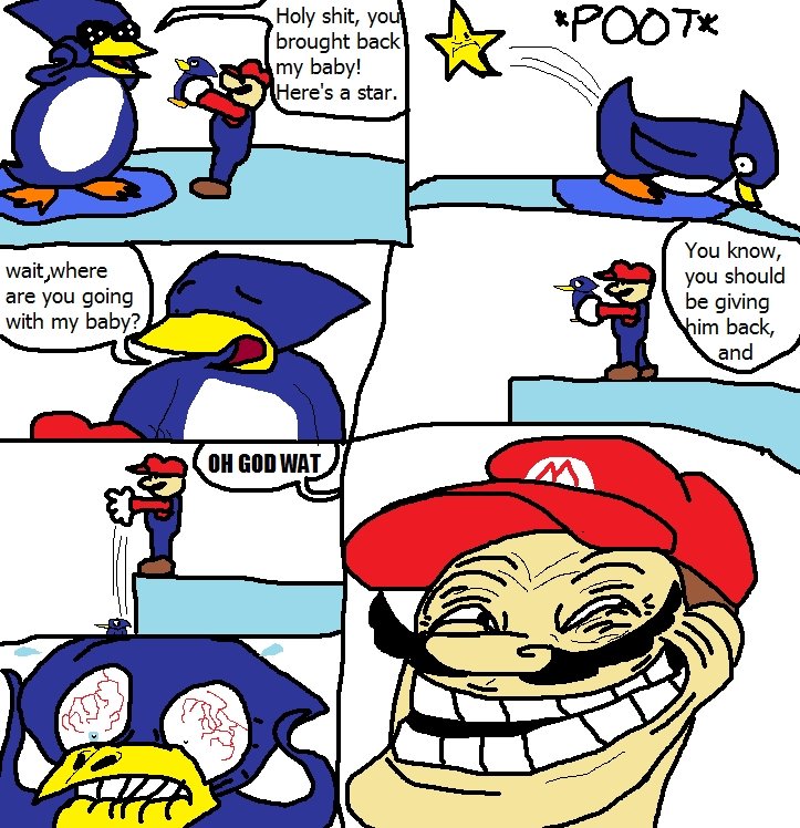 Troll Mario. Thumbs uo if you did this at least once !!&lt;br /&gt; (I didn't make this comic). HI hit, t my baby! X ere' s a star. You know, wait, where __ you