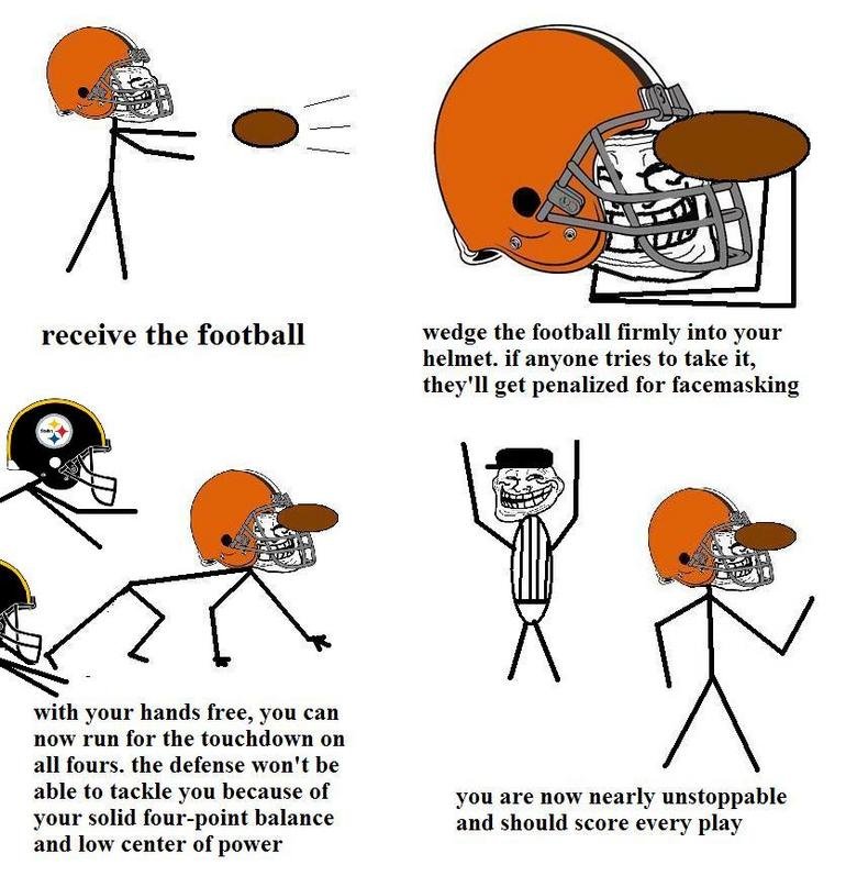 Troll logic Football. FULL PROOF. FREE WINS FOREVER. receive the football wedge the football firmly into your helmet. if anyone tries to take it, they' ll get p