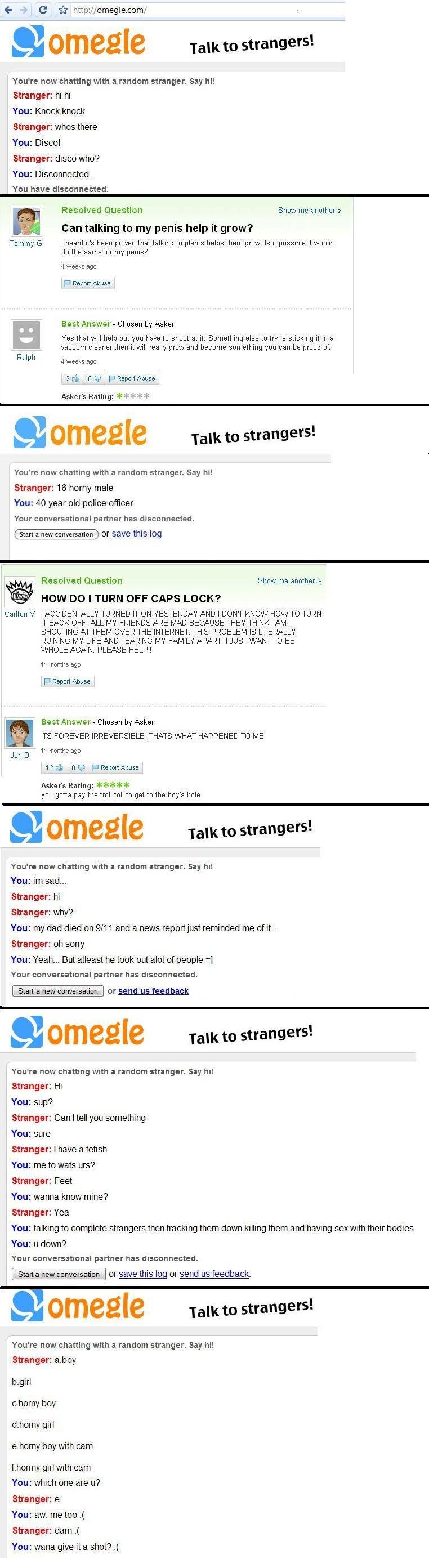 Troll wannabe compilation. . e C it http// omeglerox/ 5% omegle Talk to strangers'. Vlhu' re new manna with a random stranger. say MI stranger: m m You: Knock k