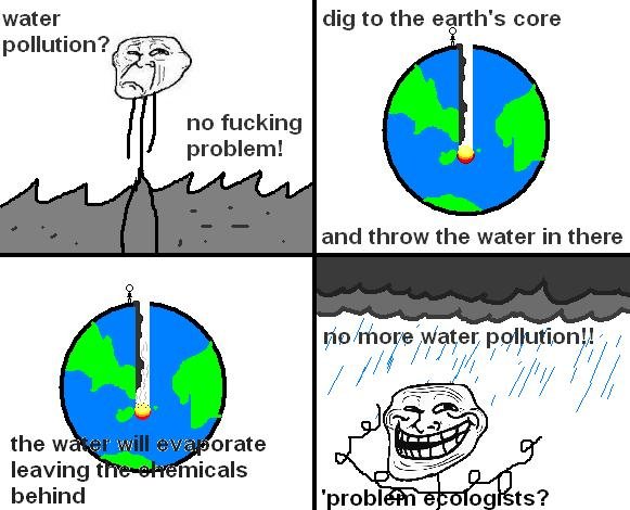 Troll Physics About Pollution. Original Content. water pollution?, dig to the earth' s core no fucking problem! and throw the water in there the w Bi I leaving 