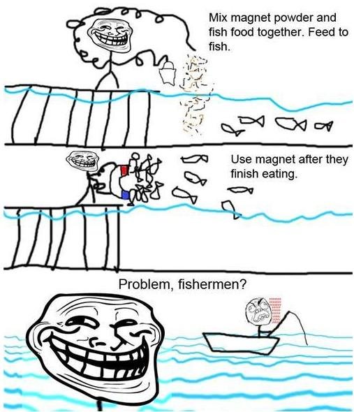 Troll logic. It isn't OC but i found it extremely funny and I wanted to show it to as many people as possible. Mix magnet powder and fish food together. Feed tn