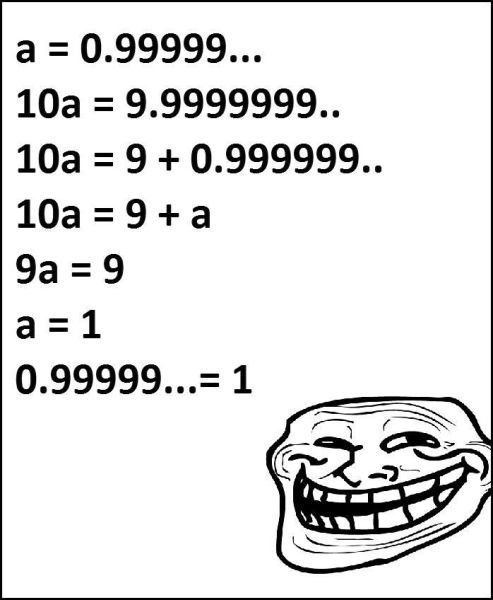 Troll Math. MIND BLOWN... 9a does not make 9 therefore your argument is invalid