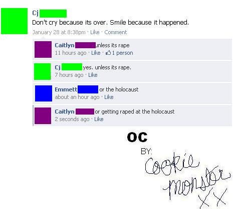trolled. oc. Dent cry because its ever. Smile because it happened. January 28 at & ' Like ' Cemment its rape 11 hours age ' Like ' person cf ‘yes. unless its ra