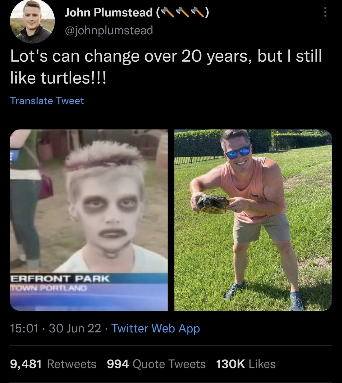 🐢 turtles r cool 🐢. .. yeah it didn't add up, a cursory search showed that the boy's name was Jonathan Ware, not John Plumstead. He was just posting for attention