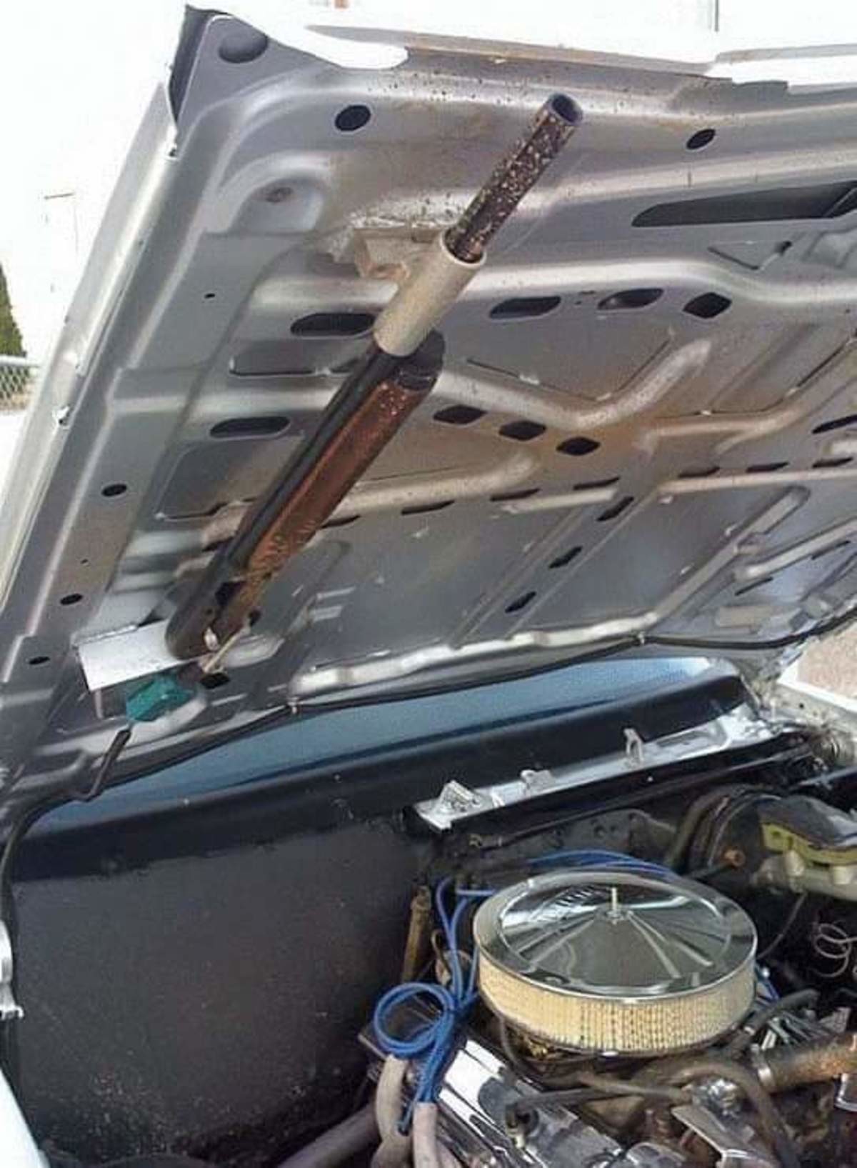 Twisted Metal. Police in Springfield MA discover a shotgun installed in the hood of this vehicle. A trigger mechanism was found in the passenger side... I feel bad for the gun.