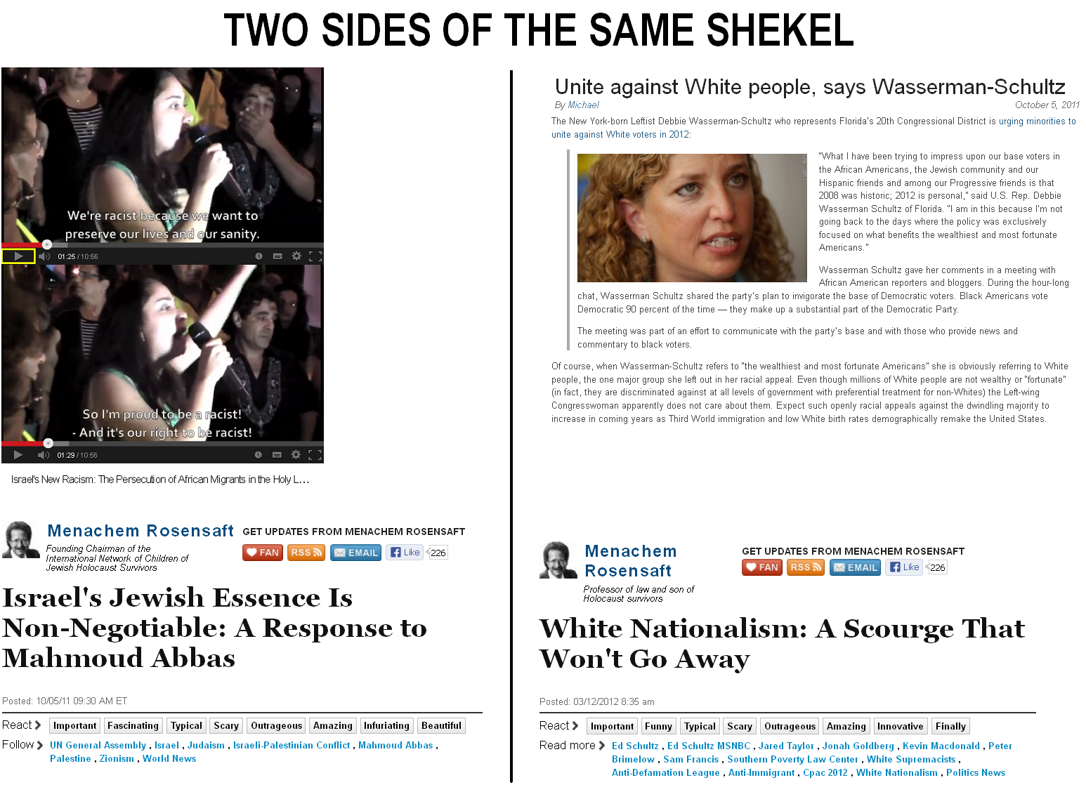 Two sides of the same shekel. , what's more to say ?. TWC) SIDES OF THE SAME SHEKEL So togae And it' s our right he = racist! NEH : TN, halfrican Migrants in th