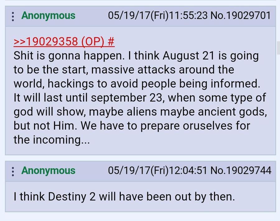 Two types of Autism. . i Anonymous 05/ 19/ 17( Fri) 11: 55: 23 No. 19029701 OP) it Shit is gonna happen. I think August fill is going to be the start, massive a