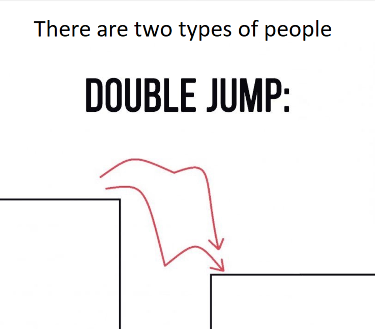 Two types of gamers. .. Actiully there's a third smarter person who realizes there's no need for a double jump here