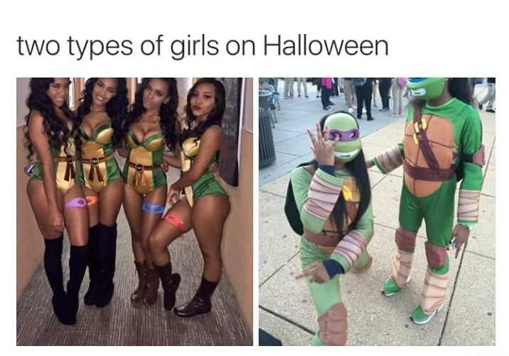 Two types. . two types of girls on Halloween. Over 15 &amp; Under 15