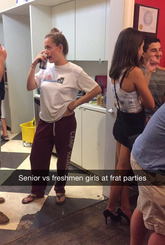two types. . Senior we freshmen girls at frat parties. BITCH AINT GOT ASS ON THE RIGHT