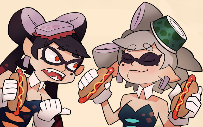TWO wieners?. Gee, Marie! How come Captain Cuttlefish lets you eat TWO wieners? I found these while browsing e621..... She's fresh enough