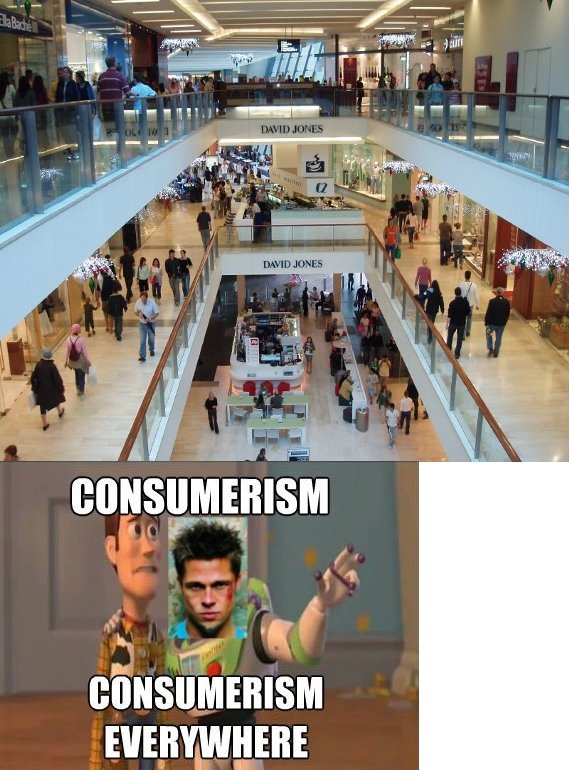 Tyler Durden Visits A Mall.. This is your life and it's ending 1 dollar at a time.. lla.