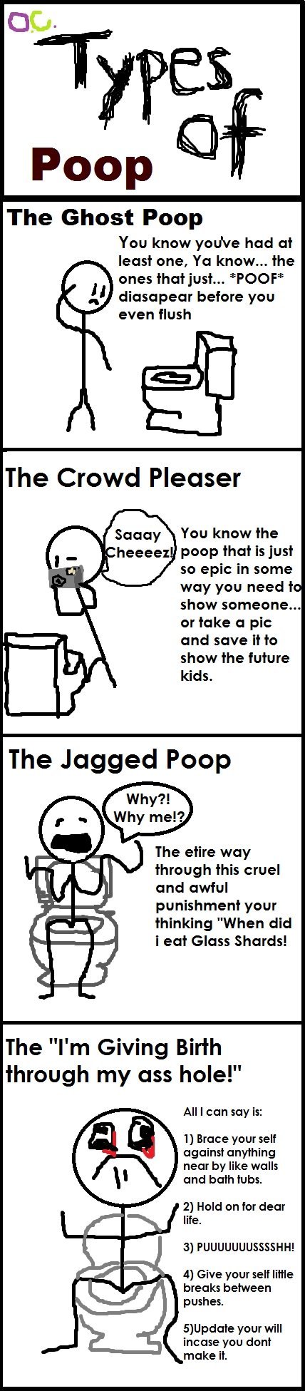 Types of Crap. . The Ghost Poop You know youve had at least one. Ya know... the ones that just... POFF dissapear before you even flush so epic in some way you n