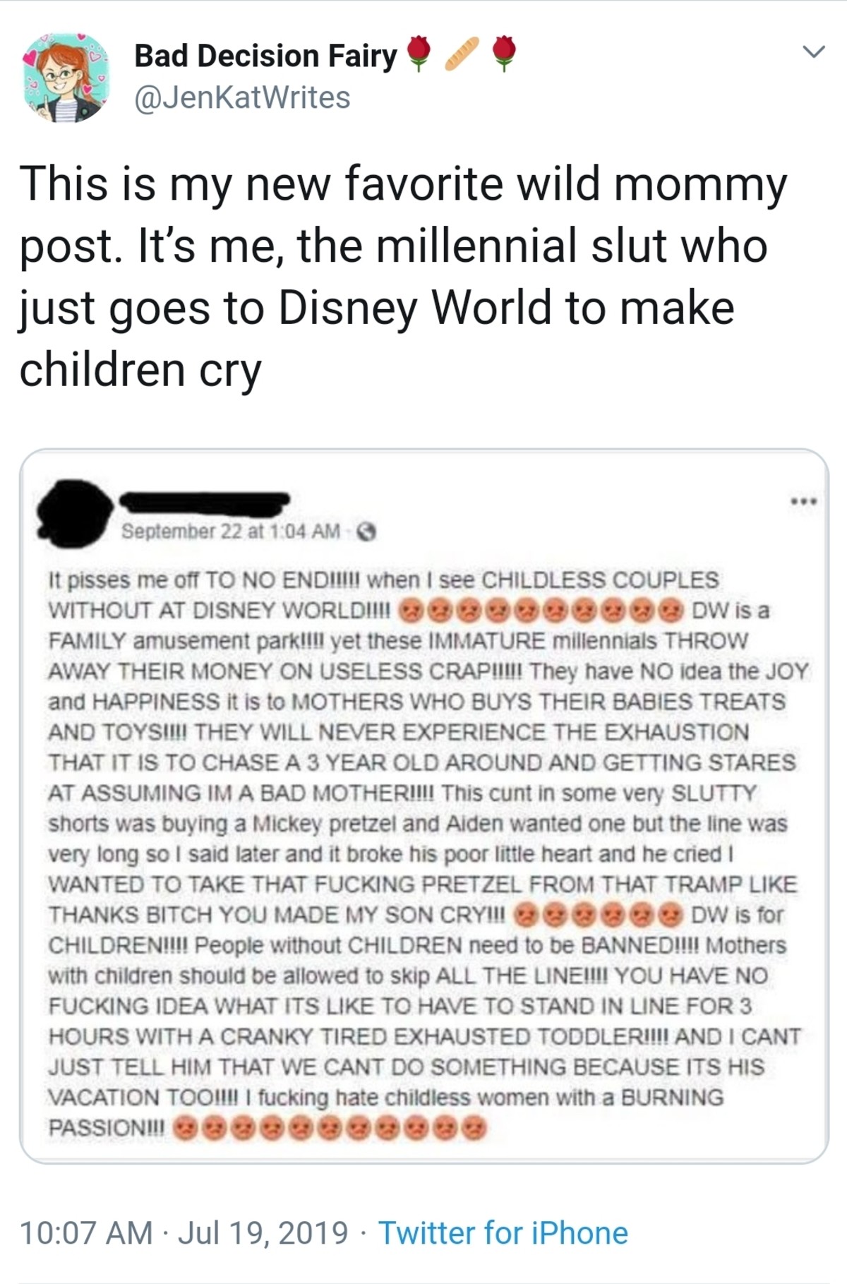 Typical millennials. .. Sounds like a bitch who got knocked up by her highschool sweetheart and ended up trapped in a marriage where their feelings for each other were eroded by the la
