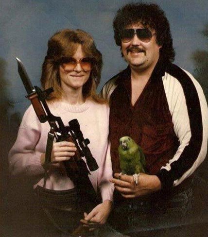 Typical 80s couple.. .. Haha, I'm from Texas and even I would say this is a only in America