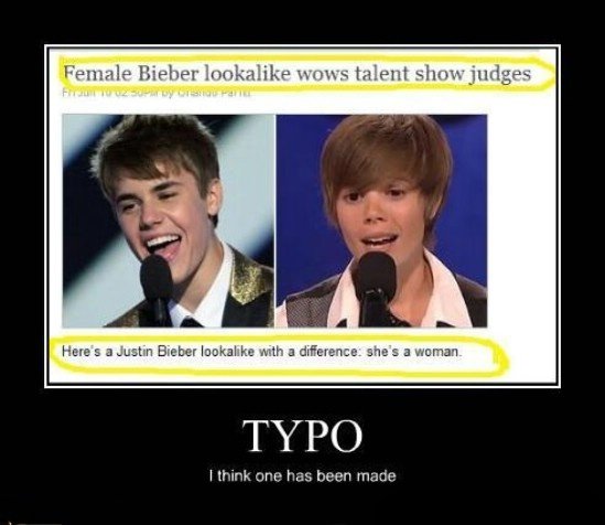 Typo mistake. check this out . TYPO. You know Bieber is bad if even pedo bear was like... that. :3