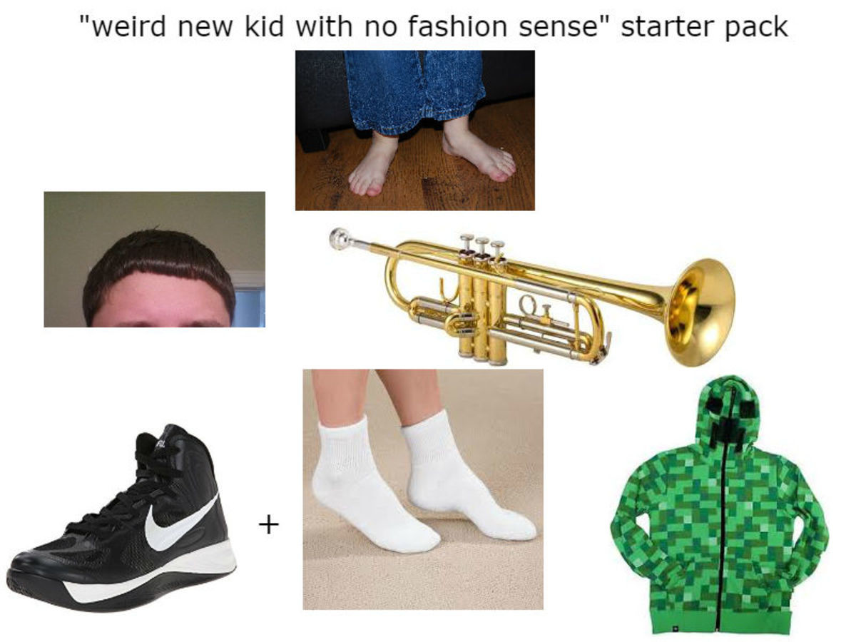 Weird kid. . weird new kid with no fashion sense" starter pack. I feel as though there is some kind of reference being made here but I don't know what it is.