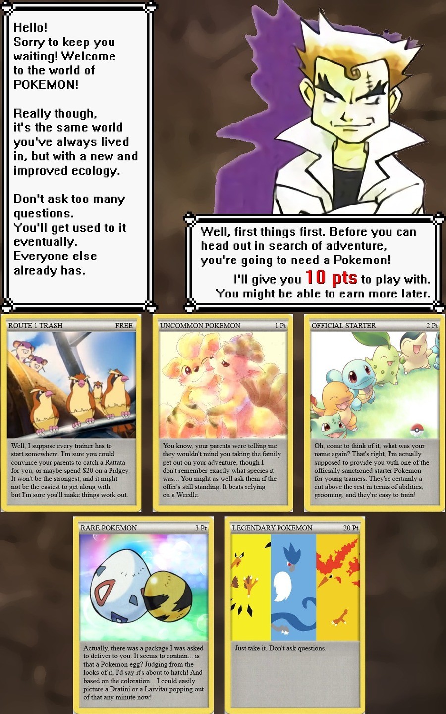 Weird Pokemon Cyoa. . Hellno Sorry tn keep ‘gnu waiting! tn the world at POKEMON! Really though, it' s the same world ymu' always lived in, but with a new and i