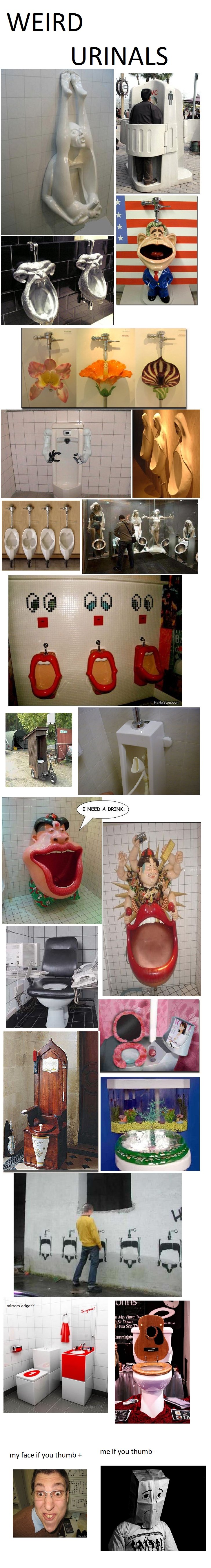 Weird urinals and toilets. plz thumb! ^^. I NEED A DRINK. thumba mew/ ” thumb-. the first pic is the first female urinal just jump on and you'll be fine, ladies