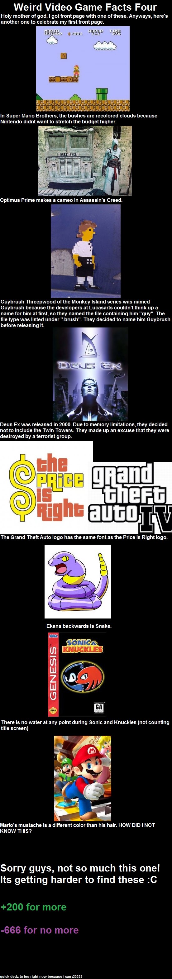 Weird Video Game Facts 4. I GOT A FRONT PAGGEEEEEEEEE TWO OF THEM C:&lt;br /&gt; part 1: &lt;a href=&quot;pictures/1459774/Weird+Video+Game+Facts+part+1/&quot; 