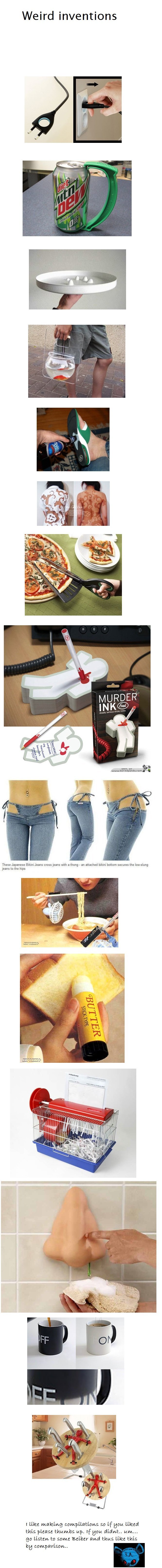 Weird Inventions. THUMBS IF U WANT ONE OF THESE?. Weird inventions These Japanese Bum Jeans uess, eans mm attached mm bottom secures the pans lathe mps I Like m