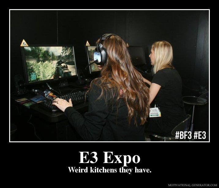 Weird Kitchens. tel me if its a repost and ill remove it. Expo Weird kitchens they have.. bro if you saw dat ass playin BF3 you have a more likely chance to fap all over her then tell her to get back in the kitchen :D