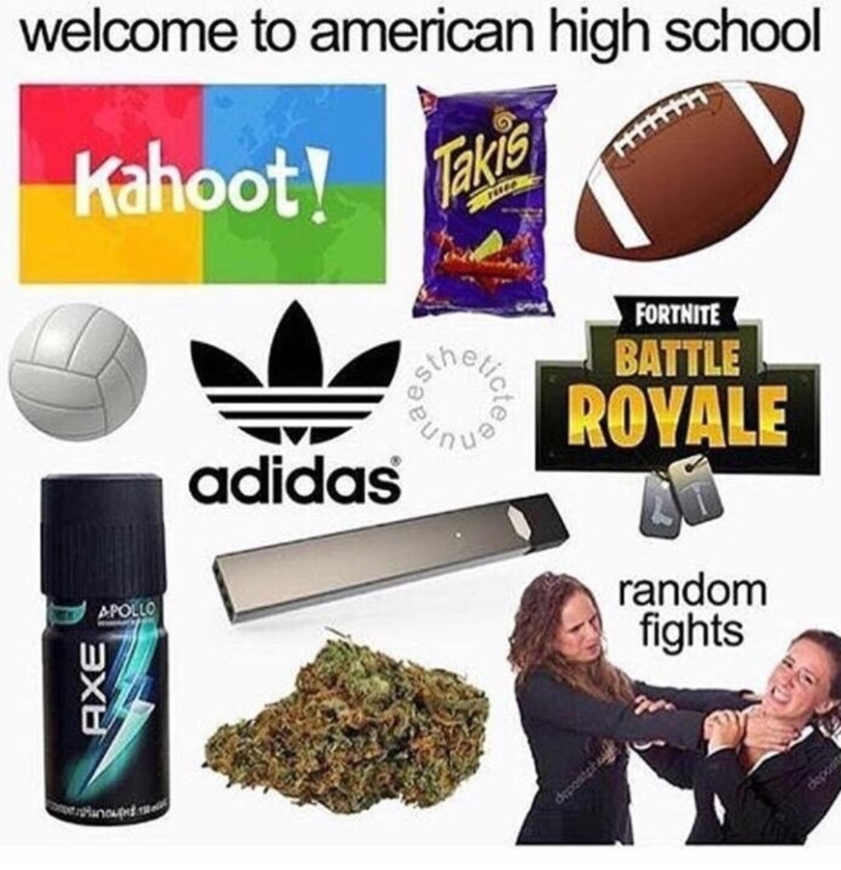 Welcome To American. .. then you go to american high school in the deep south and people are openly doing dip in class and not being allowed to use cell phones at all because technolog