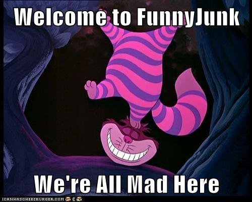 Welcome To FunnyJunk. How I feel when I log on to FunnyJunk. Welcome to We' re All Mad Here