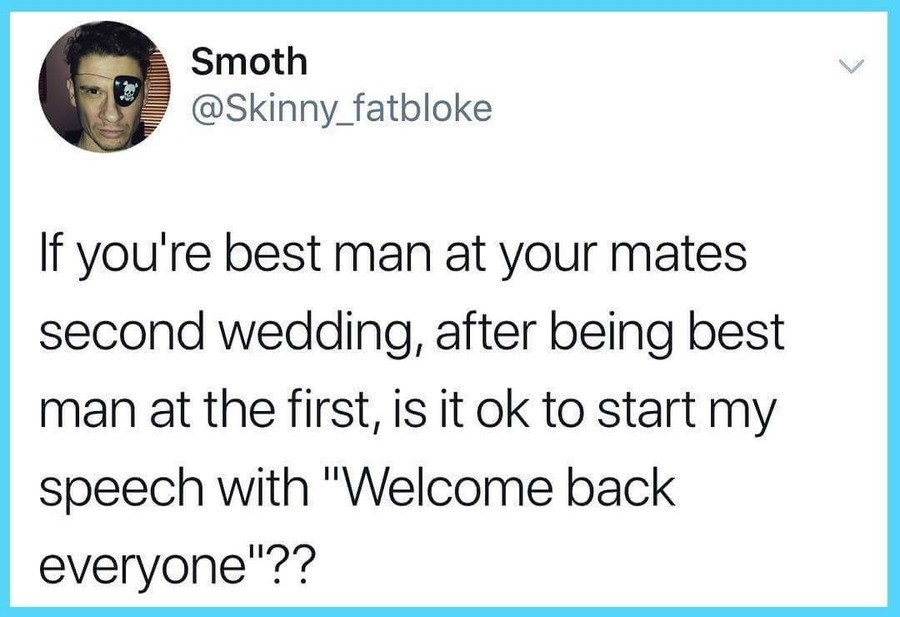 welcome. .. If it was my wedding, frankly I'd be disappointed if you didnt