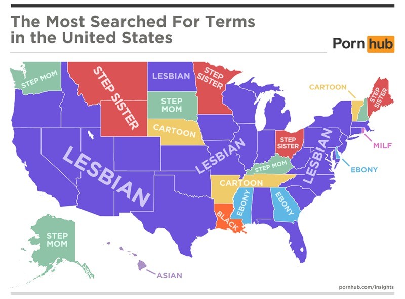 What States Search For. . The Most Searched For Terms in the United States LESBIAN ( Ell, I. Step-sister master race