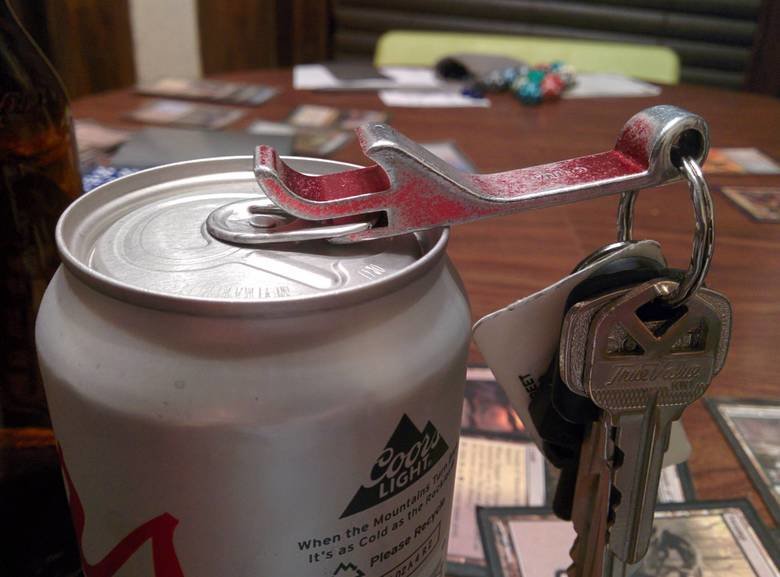 What That Weird Slot is For. Some key chain bottle openers have them, and I never knew what purpose it served when trying to open a bottle... Helps to avoid this.